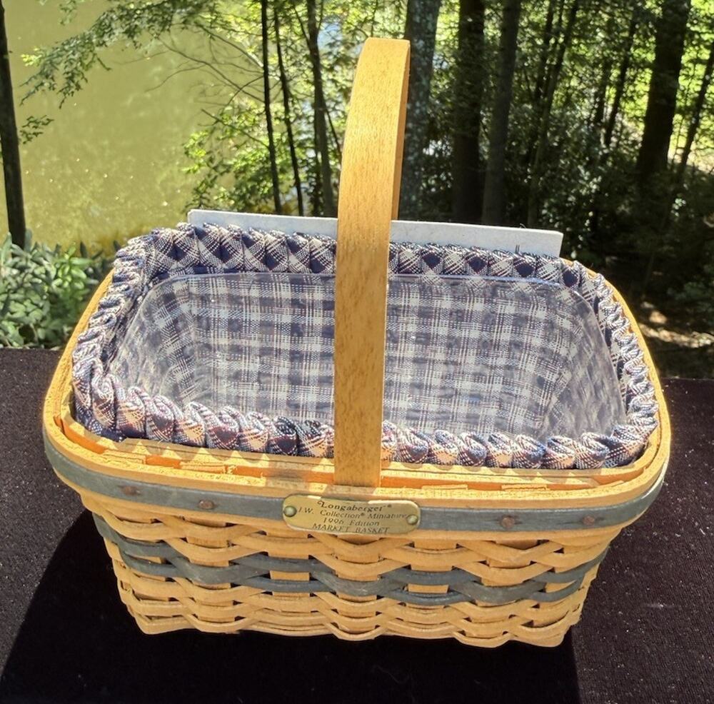 Longaberger 1996 JW Collection Miniature Market Basket Set Liner Protector Mint!
